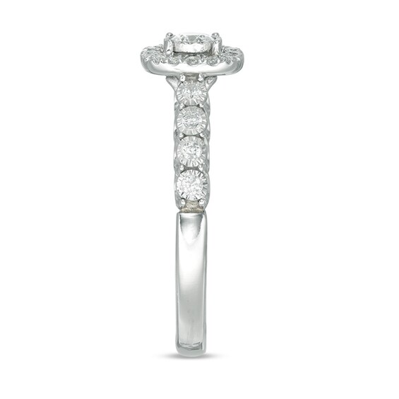 Previously Owned - 3/8 CT. T.w. Diamond Cushion Frame Engagement Ring in 10K White Gold