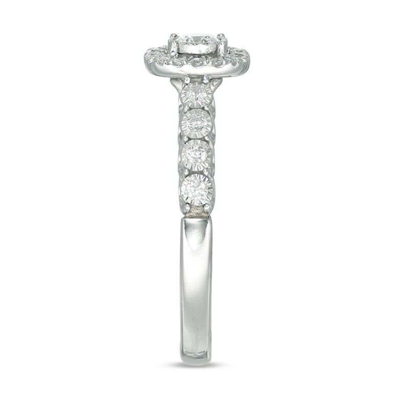 Main Image 4 of Previously Owned - 3/8 CT. T.W. Diamond Cushion Frame Engagement Ring in 10K White Gold