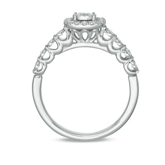 Previously Owned - 3/8 CT. T.w. Diamond Cushion Frame Engagement Ring in 10K White Gold