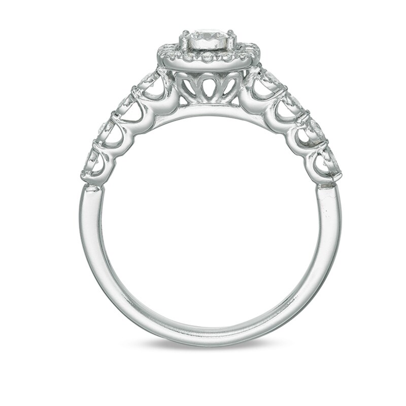 Main Image 5 of Previously Owned - 3/8 CT. T.W. Diamond Cushion Frame Engagement Ring in 10K White Gold