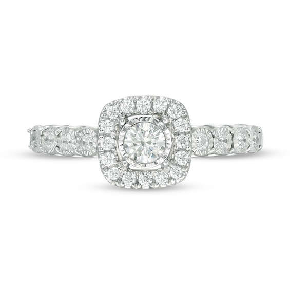 Previously Owned - 3/8 CT. T.w. Diamond Cushion Frame Engagement Ring in 10K White Gold