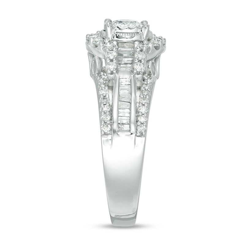 Main Image 4 of Previously Owned - 1 CT. T.W. Diamond Frame Multi-Row Engagement Ring in 10K White Gold