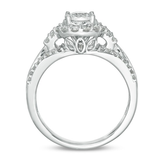 Previously Owned - 1 CT. T.w. Diamond Frame Multi-Row Engagement Ring in 10K White Gold