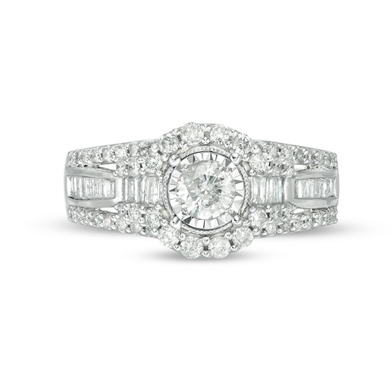 Previously Owned - 1 CT. T.w. Diamond Frame Multi-Row Engagement Ring in 10K White Gold
