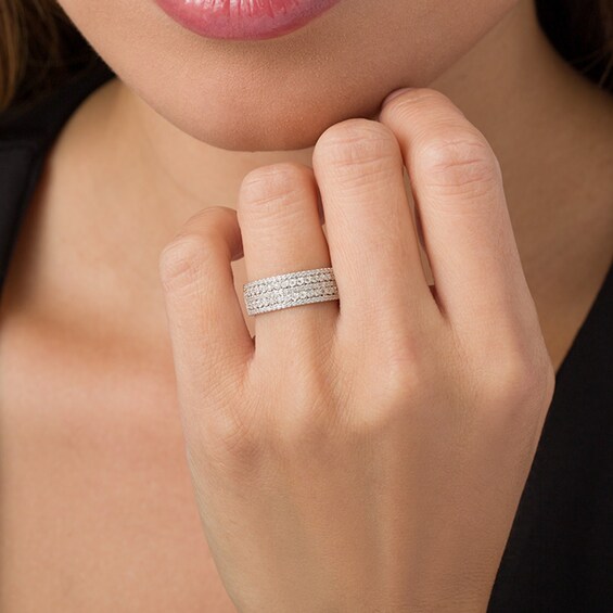 Previously Owned - 1/4 CT. T.w. Diamond Multi-Row Anniversary Ring in 10K White Gold