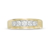Thumbnail Image 3 of Previously Owned - Men's 1/2 CT. T.W. Diamond Five Stone Beveled-Edge Satin Wedding Band in 10K Gold