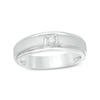 Thumbnail Image 1 of Previously Owned - 1/20 CT. T.W. Diamond Solitaire Satin Wedding Band in 10K White Gold