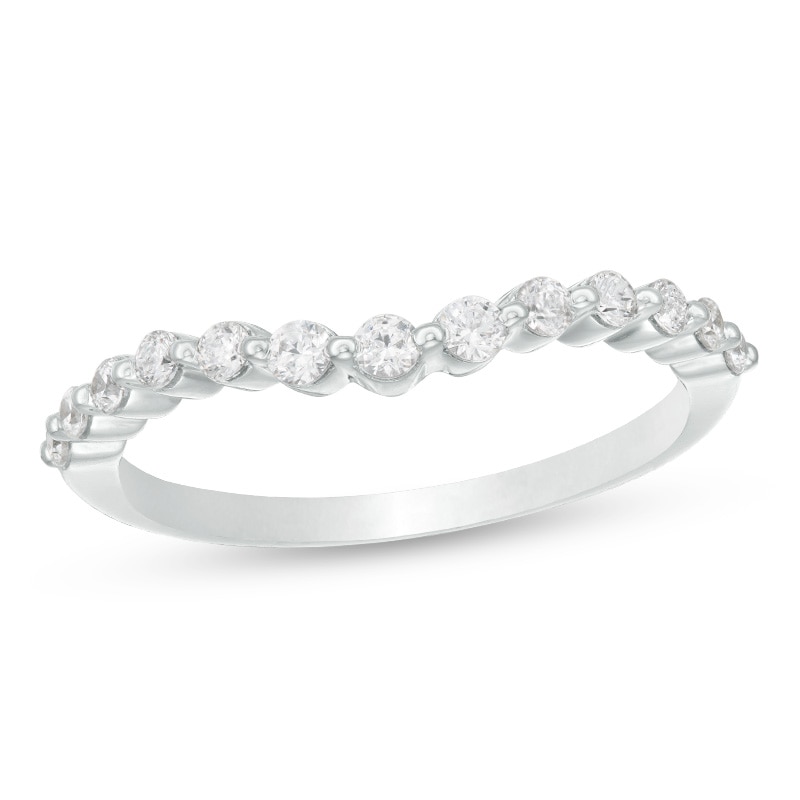 Main Image 1 of Previously Owned - 1/4 CT. T.W. Diamond Contour Anniversary Band in 14K White Gold