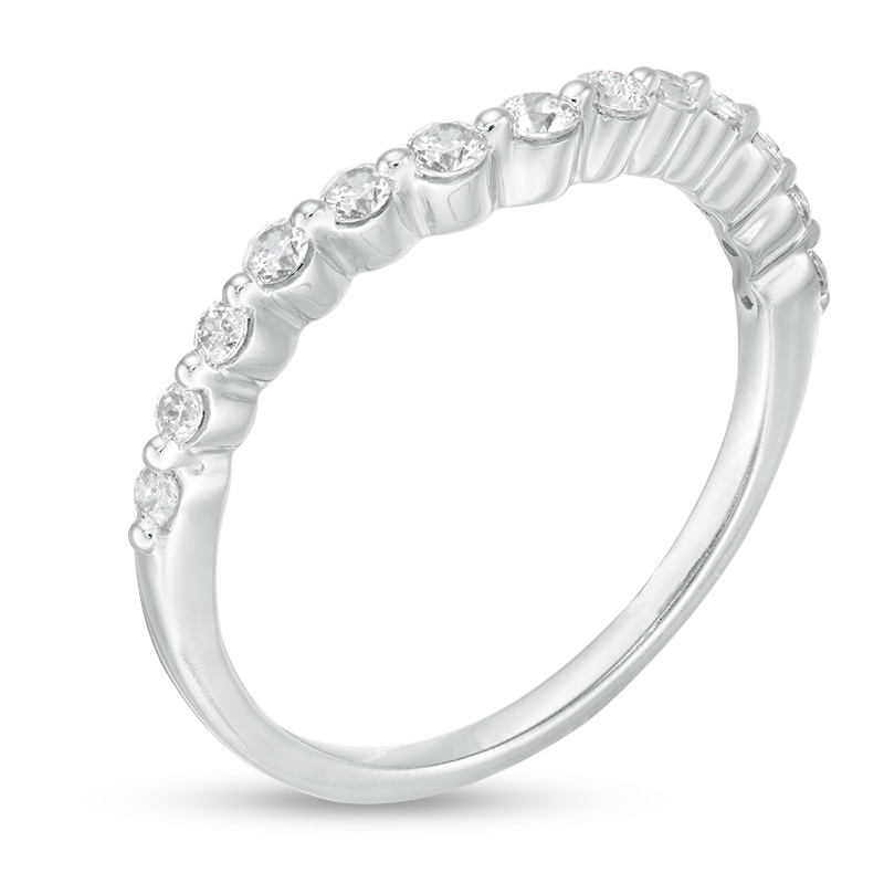 Main Image 3 of Previously Owned - 1/4 CT. T.W. Diamond Contour Anniversary Band in 14K White Gold
