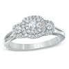 Thumbnail Image 1 of Previously Owned - 1/2 CT. T.W. Diamond Double Frame Three Stone Ring in 10K White Gold