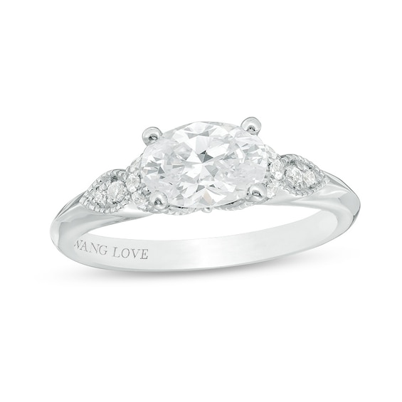 Previously Owned - Vera Wang Love Collection 1-1/6 CT. T.w. Oval Diamond Engagement Ring in 14K White Gold