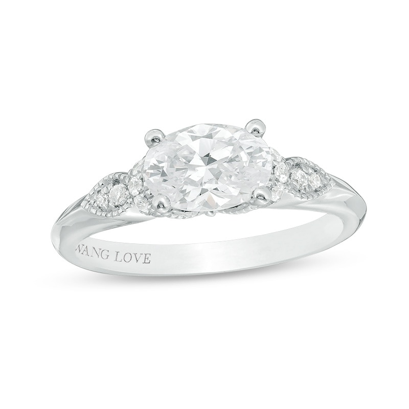Main Image 1 of Previously Owned - Vera Wang Love Collection 1-1/6 CT. T.W. Oval Diamond Engagement Ring in 14K White Gold