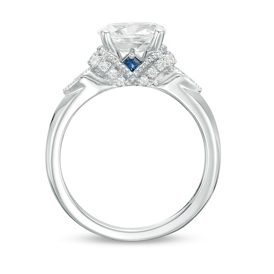 Previously Owned - Vera Wang Love Collection 1-1/6 CT. T.w. Oval Diamond Engagement Ring in 14K White Gold