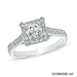 Previously Owned - Celebration Lux® 1 CT. T.W. Diamond Square Frame Engagement Ring in 18K White Gold (I/SI2)