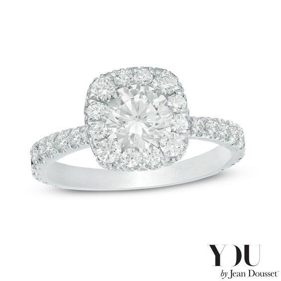 Previously Owned - YOU by Jean Doussetâ¢ 2 CT. T.w. Diamond Cushion Frame Engagement Ring in 14K White Gold (I/Si2)