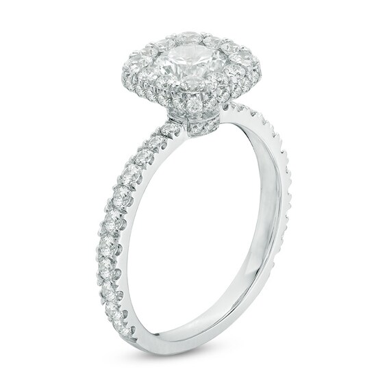 Previously Owned - YOU by Jean Doussetâ¢ 2 CT. T.w. Diamond Cushion Frame Engagement Ring in 14K White Gold (I/Si2)