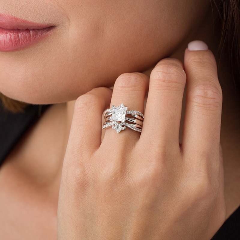 Main Image 3 of Previously Owned - 1/2 CT. T.W. Diamond Double Crown Solitaire Enhancer in 14K White Gold