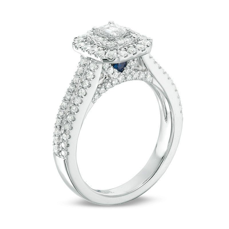 Main Image 2 of Previously Owned - Vera Wang Love Collection 1 CT. T.W. Emerald-Cut Diamond Frame Engagement Ring in 14K White Gold