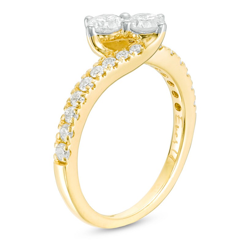 Main Image 2 of Previously Owned - Ever Us® 1/2 CT. T.W. Two-Stone Diamond Bypass Ring in 14K Gold