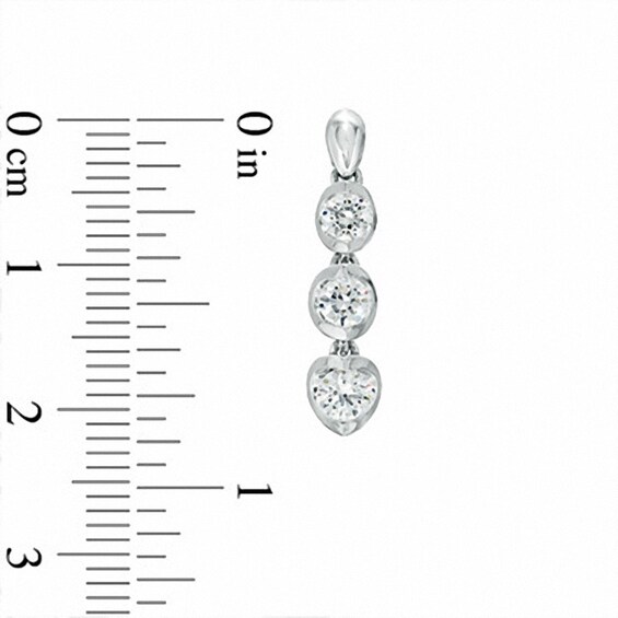 Previously Owned - 1 CT. T.w. Diamond Three Stone Drop Earrings in 14K White Gold (I/I2)