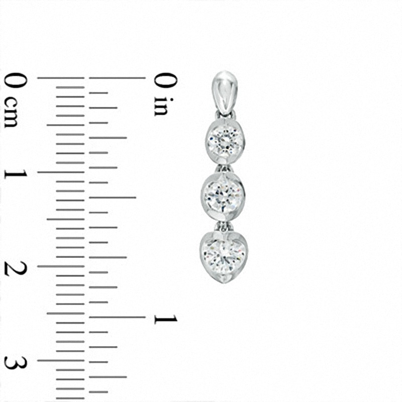Main Image 2 of Previously Owned - 1 CT. T.W. Diamond Three Stone Drop Earrings in 14K White Gold (I/I2)