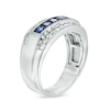 Thumbnail Image 2 of Previously Owned - Blue Sapphire and 1/4 CT. T.W. Diamond Multi-Row Ring in 10K White Gold