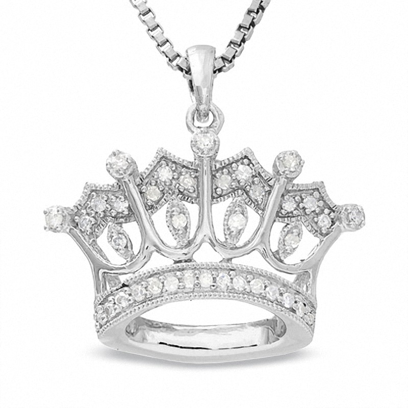 Main Image 1 of Previously Owned - Diamond Accent Crown Pendant in Sterling Silver