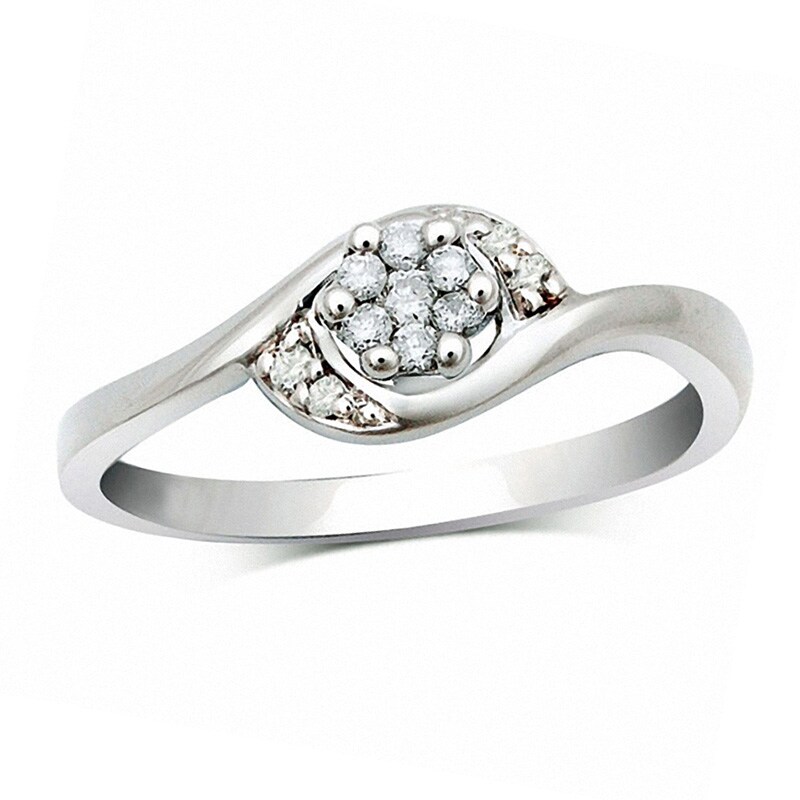 Main Image 1 of Previously Owned - Cherished Promise Collection™ 1/15 CT. T.W. Diamond Swirl Promise Ring in Sterling Silver