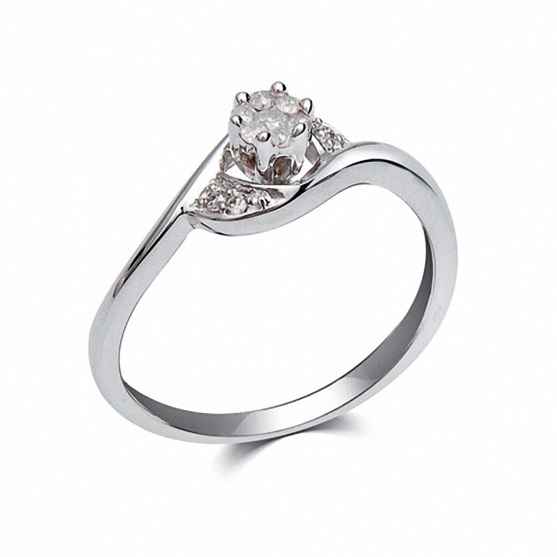 Main Image 2 of Previously Owned - Cherished Promise Collection™ 1/15 CT. T.W. Diamond Swirl Promise Ring in Sterling Silver