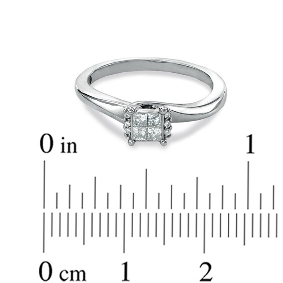 Previously Owned - Cherished Promise Collectionâ¢ 1/5 CT. T.w. Quad Princess-Cut Diamond Promise Ring in 10K White Gold