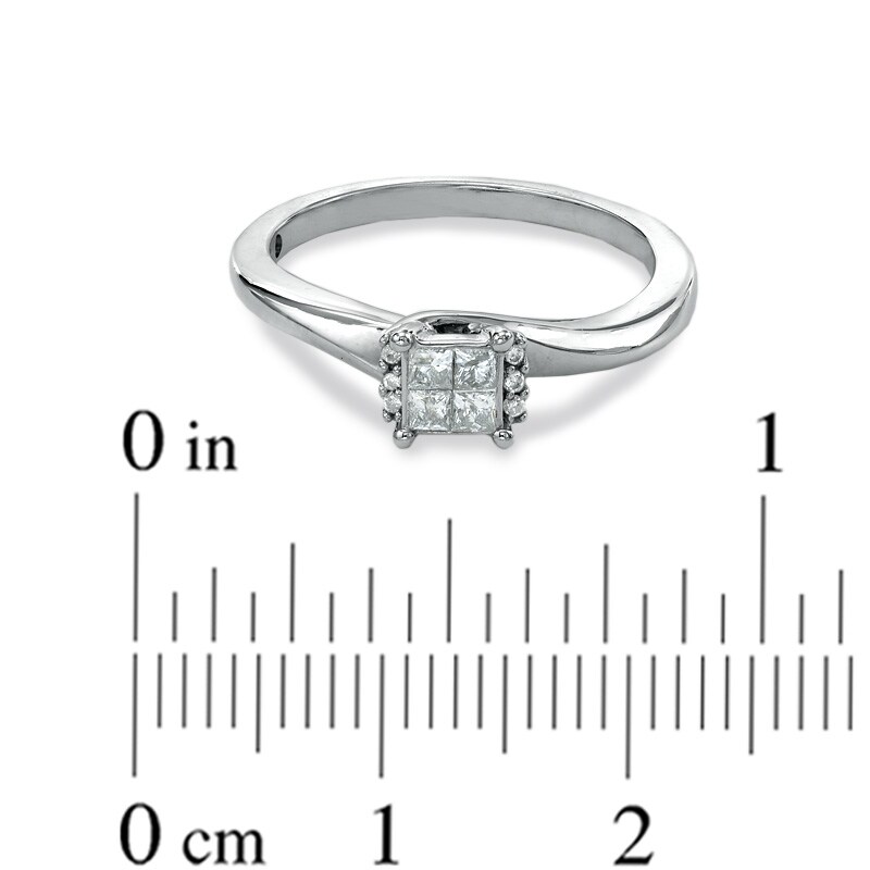 Main Image 3 of Previously Owned - Cherished Promise Collection™ 1/5 CT. T.W. Quad Princess-Cut Diamond Promise Ring in 10K White Gold