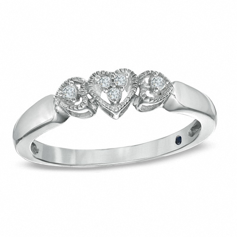 Previously Owned - Cherished Promise Collection™ Diamond Accent Triple Heart Promise Ring in Sterling Silver