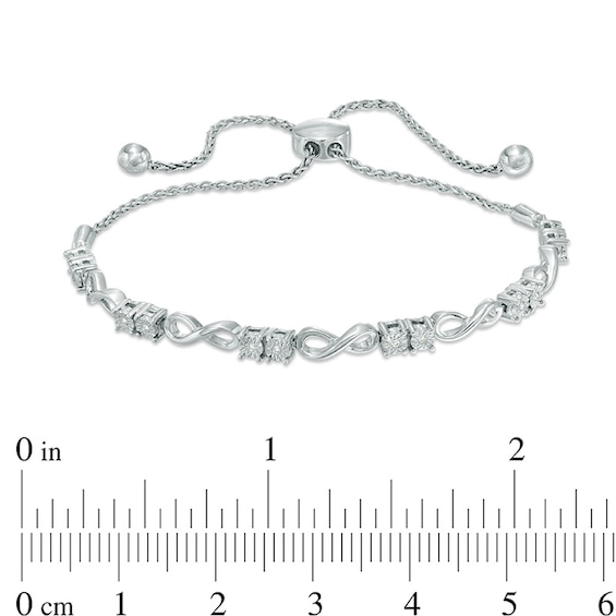 Previously Owned - 1/20 CT. T.w. Diamond Infinity Bolo Bracelet in Sterling Silver - 9.5"