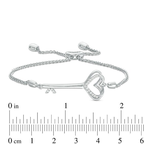 Previously Owned - Vera Wang Love Collection 1/15 CT. T.w. Diamond Key Bolo Bracelet in Sterling Silver - 8.5"