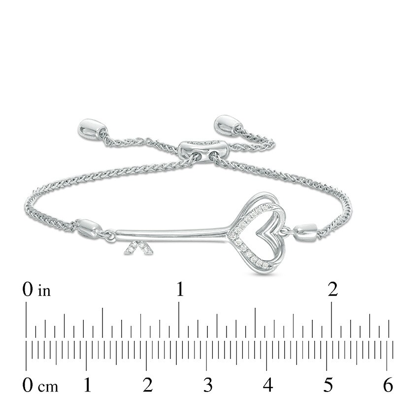 Main Image 3 of Previously Owned - Vera Wang Love Collection 1/15 CT. T.W. Diamond Key Bolo Bracelet in Sterling Silver - 8.5"
