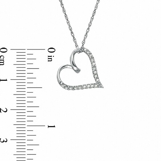 Previously Owned - 1/10 CT. T.w. Diamond Twirl Tilted Heart Pendant in Sterling Silver