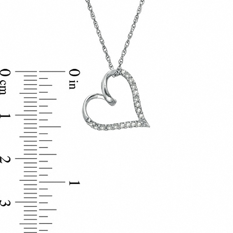 Main Image 2 of Previously Owned - 1/10 CT. T.W. Diamond Twirl Tilted Heart Pendant in Sterling Silver