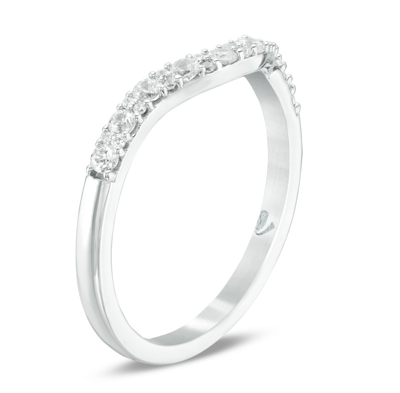 Main Image 2 of Previously Owned - Love's Destiny by Zales 1/3 CT. T.W. Diamond Contour Wedding Band in 14K White Gold (I/I1)