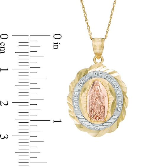 Previously Owned - Oval Diamond-Cut Our Lady of Guadalupe Pendant in 10K Gold