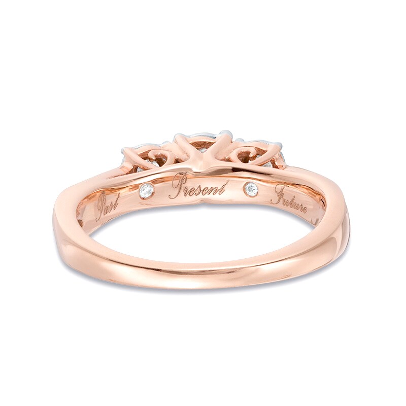 Main Image 3 of Previously Owned - 1/4 CT. T.W. Diamond Past Present Future® Engagement Ring in 10K Rose Gold