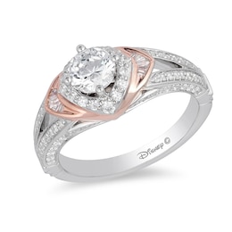 Previously Owned - Enchanted Disney Aurora 1 CT. T.W. Diamond Tri-Sides Engagement Ring in 14K Two-Tone Gold
