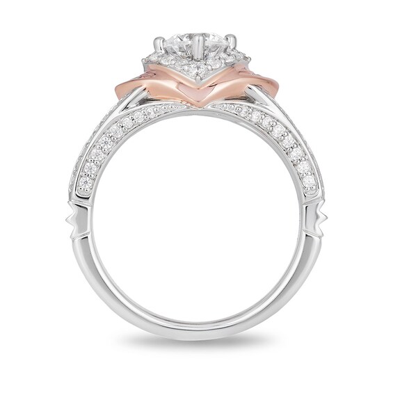 Previously Owned - Enchanted Disney Aurora 1 CT. T.w. Diamond Tri-Sides Engagement Ring in 14K Two-Tone Gold