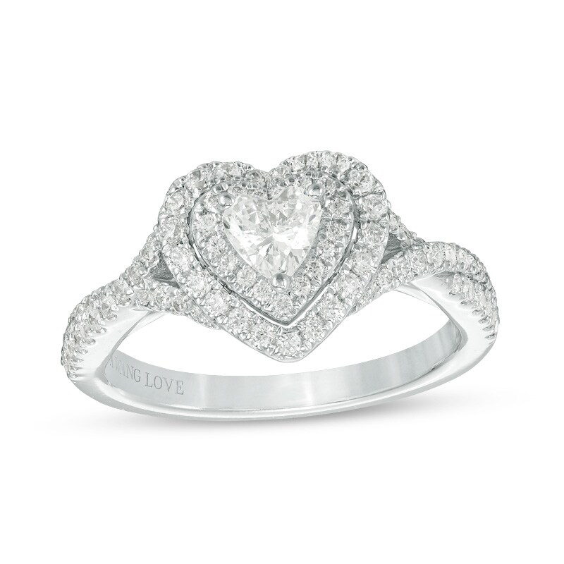 Main Image 1 of Previously Owned - Vera Wang Love Collection 3/4 CT. T.W. Heart-Shaped Diamond Engagement Ring in 14K White Gold