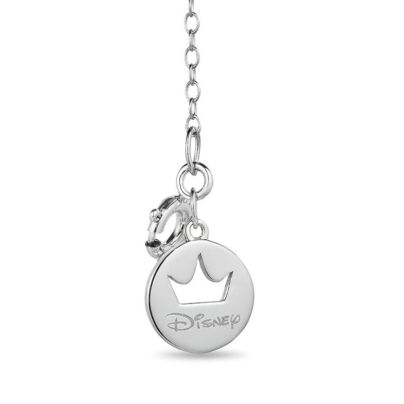 Main Image 2 of Previously Owned - Enchanted Disney Belle Diamond Rose in Glass Dome Pendant in Sterling Silver and 10K Rose Gold - 24"
