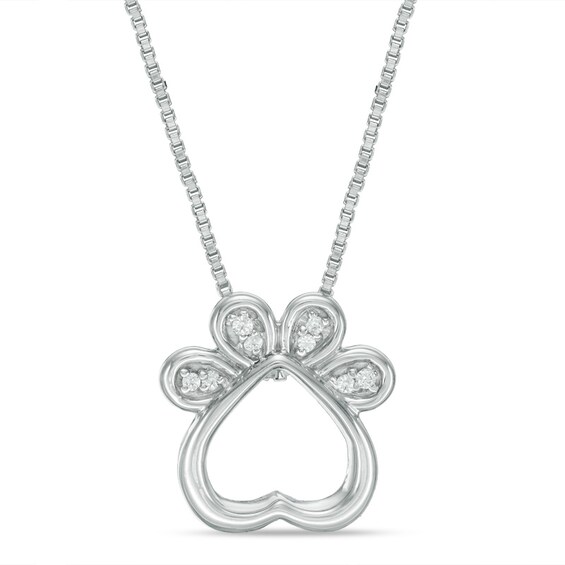 Previously Owned - Convertibilities 1/15 CT. T.w. Diamond Dog Paw Print Heart Three-in-One Pendant in Sterling Silver