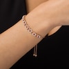 Thumbnail Image 1 of Previously Owned - 1/4 CT. T.W. Diamond Interlocking Curb Link Bolo Bracelet in 10K Rose Gold - 9.5"