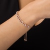 Thumbnail Image 2 of Previously Owned - 1/4 CT. T.W. Diamond Interlocking Curb Link Bolo Bracelet in 10K Rose Gold - 9.5"