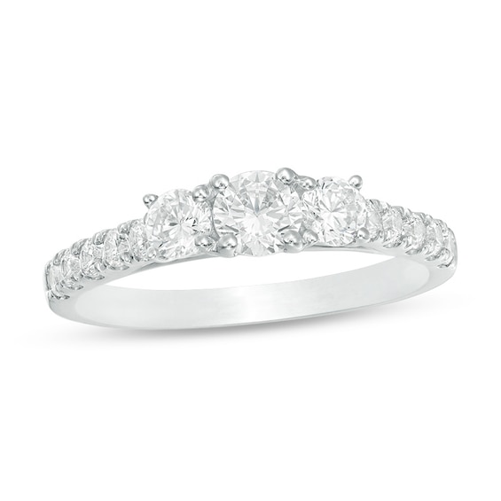 Previously Owned - 1 CT. T.w. Diamond Past Present FutureÂ® Engagement Ring in 10K White Gold