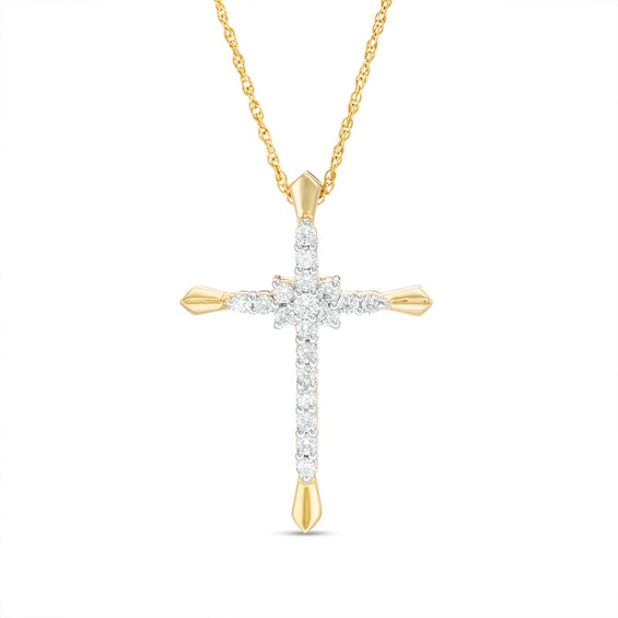 Previously Owned - 1/3 CT. T.w. Diamond Cross Pendant in 10K Gold