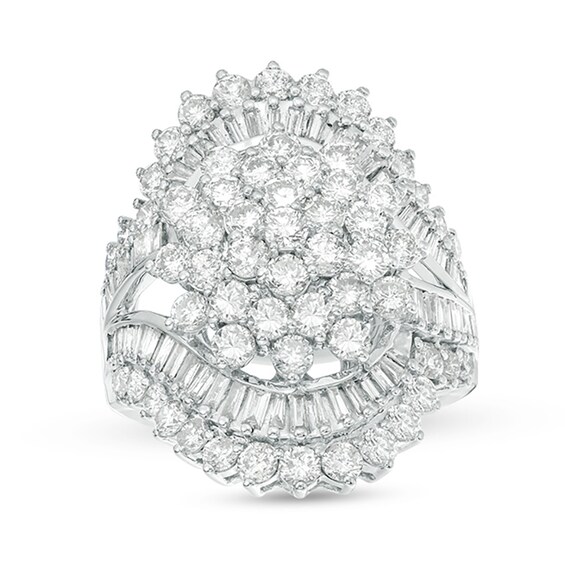 Previously Owned - 4 CT. T.w. Composite Diamond Starburst Bypass Ring in 10K White Gold